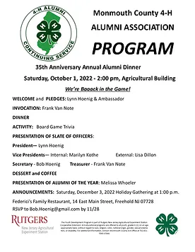 35th Annual Alumni association dinner program flyer